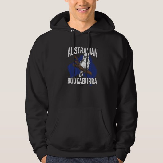 Silver Kookaburra Australia Map Australian Laughin Hoodie (Voorkant)
