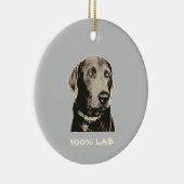 Silver Lab 100% Labrador Ceramic Ornament (Rechts)