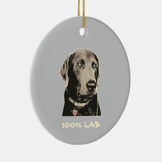 Silver Lab 100% Labrador Ceramic Ornament (Rechts)