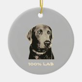 Silver Lab 100% Labrador Ceramic Ornament (Voorkant)