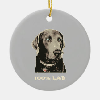 Silver Lab 100% Labrador Ceramic Ornament