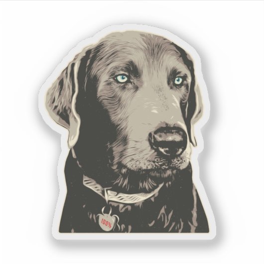 Silver Lab 100% Labrador Sticker (Voorkant)