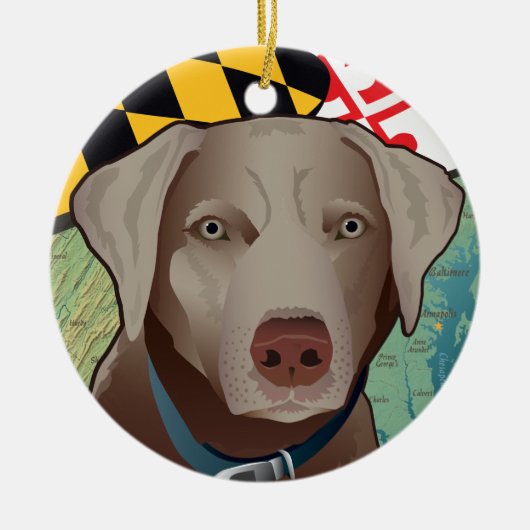 Silver Lab Retriever van Maryland Keramisch Ornament (Voorkant)