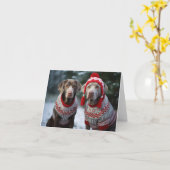 Silver Labrador Dogs Christmas Kaart (Gele Bloem)