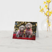 Silver Labrador Puppies Kerst Kaart (Gele Bloem)
