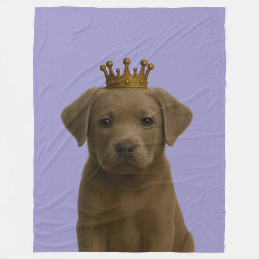 Silver Labrador Puppy in Gold Crown Schattige Fleece Deken (Voorkant)