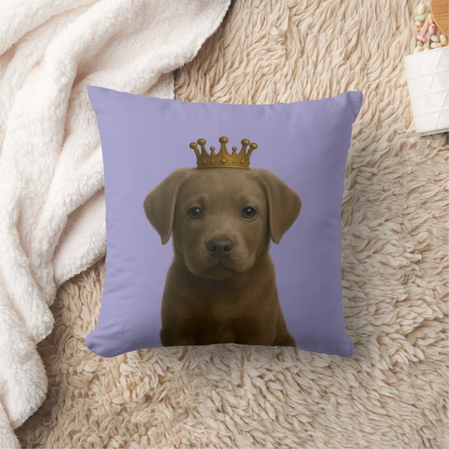 Silver Labrador Puppy in Gold Crown Schattige Kussen (Deken)