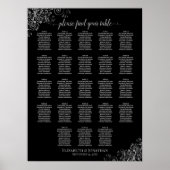 Silver Lace 23 Table Black Wedding Seating Chart Poster (Voorkant)
