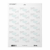 Silver Lace Aqua Blauwgroen op wit trouwadres Etiket (Full Sheet)