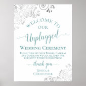 Silver Lace Blauwgroen Unplugged Wedding Ceremony  Poster (Voorkant)