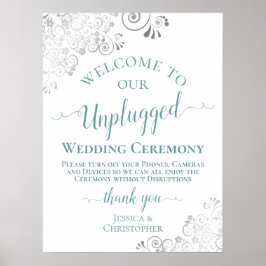 Silver Lace Blauwgroen Unplugged Wedding Ceremony  Poster