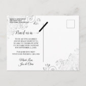 Silver Lace Blauwgroen Weddenschap Save the Date O Aankondigingskaart (Achterkant)