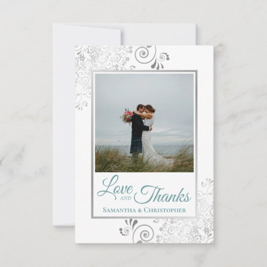 Silver Lace Blauwgroen & White Love & Bedankt Wedd (Voorkant)