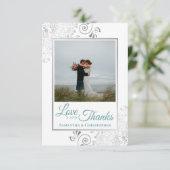 Silver Lace Blauwgroen & White Love & Bedankt Wedd (Staand voorkant)