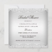 Silver Lace & Bow Bridal Shower-uitnodiging Kaart (Achterkant)