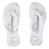 Silver Lace Cassis op White Bridesmaid Wedding Teenslippers (Voetbed)