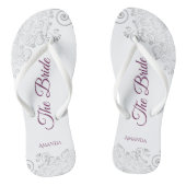 Silver Lace Cassis Paars de Bride White Wedding Teenslippers (Voetbed)