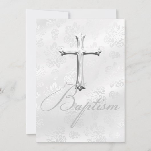 Silver Lace & Cross Baptism Boy of Girl 2 Kaart (Achterkant)