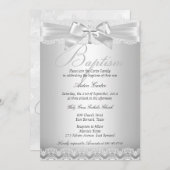 Silver Lace & Cross Baptism Boy of Girl 2 Kaart (Voorkant / Achterkant)