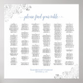 Silver Lace Dusty Blue Alfabetical Seating Chart Poster (Voorkant)