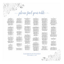 Silver Lace Dusty Blue Alfabetical Seating Chart