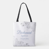 Silver Lace Dusty Blue en White Bridesmaid Wedding Tote Bag (Achterkant)