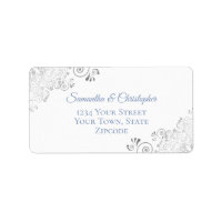 Silver Lace Dusty Blue op White Wedding Address