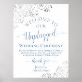 Silver Lace Dusty Blue Unplugged Wedding Ceremony Poster (Voorkant)