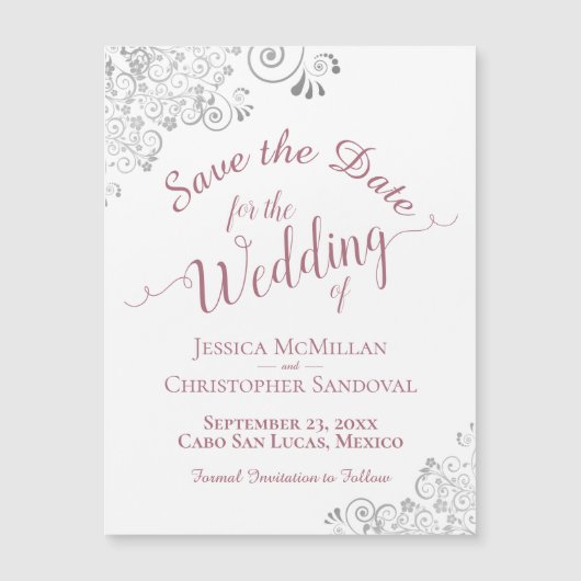 Silver Lace Dusty Roos sparen de Witte Magnet van (Voorkant)