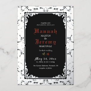 Silver Lace Elegant Black Folie Invitation Folie Uitnodiging