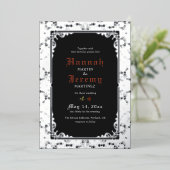 Silver Lace Elegant Black Folie Invitation Folie Uitnodiging (Staand Voorkant)