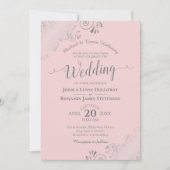 Silver Lace Elegant Blush Pink Formal Wedding Kaart (Voorkant)