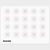 Silver Lace Elegant Cassis Paars op White Wedding Ronde Sticker (Vel)