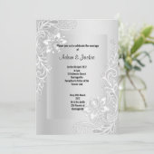 SILVER LACE ELEGANT CLASSY WEDING KAART (Staand voorkant)