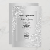 SILVER LACE ELEGANT CLASSY WEDING KAART (Voorkant / Achterkant)