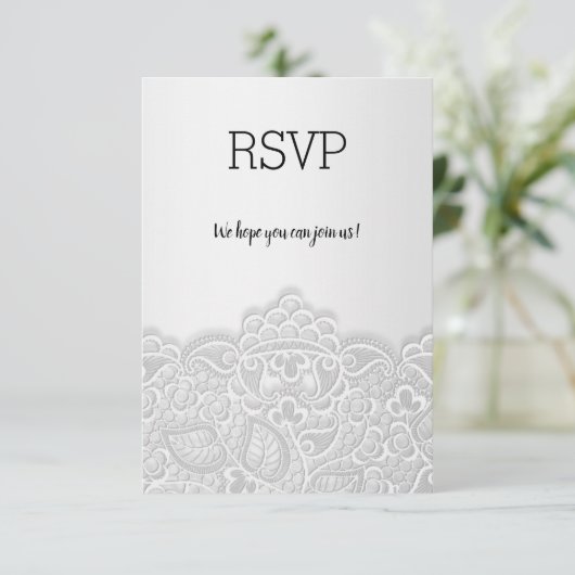 Silver Lace elegant event all event rsvp response (Staand voorkant)