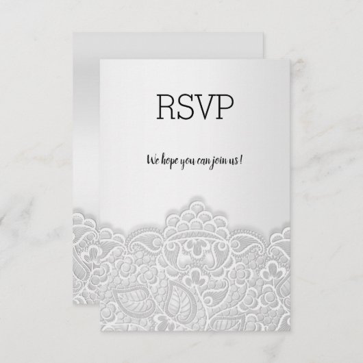Silver Lace elegant event all event rsvp response (Voorkant / Achterkant)