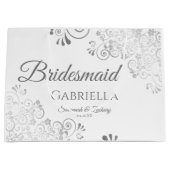 Silver Lace Elegant White Bridesmaid Wedding Groot Cadeauzakje (Voorkant)