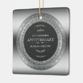Silver Lace en Black 25th Wedding Jubileum Keramisch Ornament (Links)