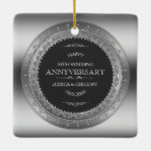 Silver Lace en Black 25th Wedding Jubileum Keramisch Ornament (Achterkant)