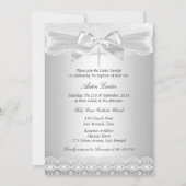 Silver Lace en Cross Baptism Invite Kaart (Voorkant)