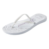 Silver Lace en Lavender Script Bridesmaid Weddensc Teenslippers (Schuin)