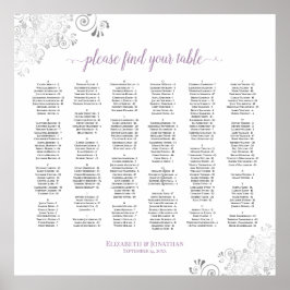 Silver Lace Lavender Alfabetical Seat Chart Poster