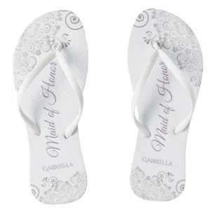 Silver Lace & Lavender Maid of Honor Wedding Teenslippers