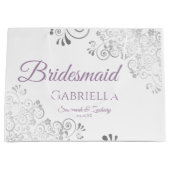Silver Lace Lavender on White Bridesmaid Wedding Groot Cadeauzakje (Voorkant)
