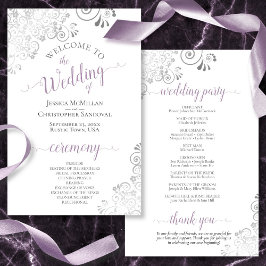 Silver Lace Lavender White Budget Wedding Programm