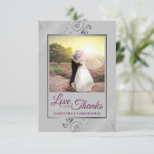 Silver Lace Magenta & Grey Love & Bedankt Wedding (Staand voorkant)