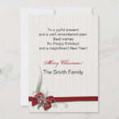 Silver Lace met tekst op Red Damask Feestdagenkaart (Achterkant)