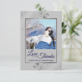 Silver Lace Navy Blue & Grey Love & Bedankt Weddin (Staand voorkant)