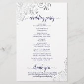 Silver Lace Navy on White Budget Wedding Programme (Achterkant)